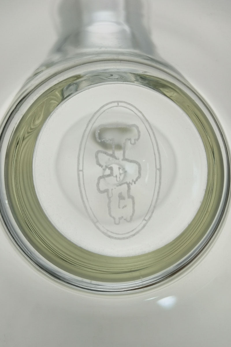 TAG 8" Straight Tube Bong Top View showing 18/14MM Downstem and Thick Glass