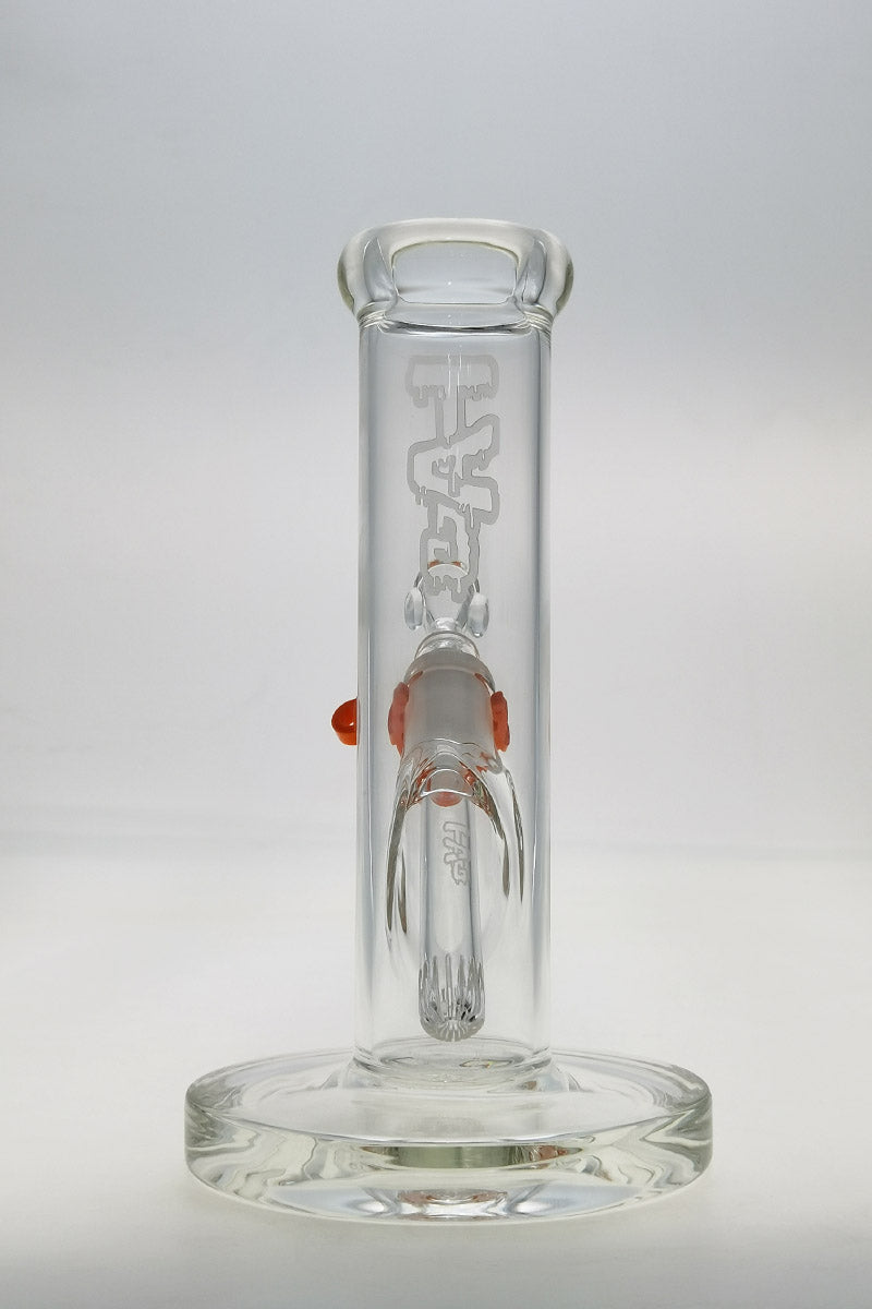 TAG 8" Straight Tube Bong, 44x4MM, with 18/14MM Downstem, Clear Glass, Front View
