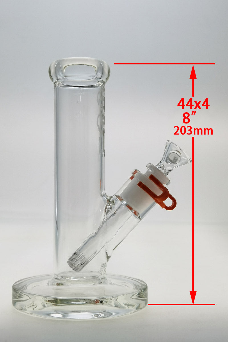 Thick Ass Glass 8" Straight Tube Bong, 44x4MM, Durable with 18/14MM Downstem, Front View