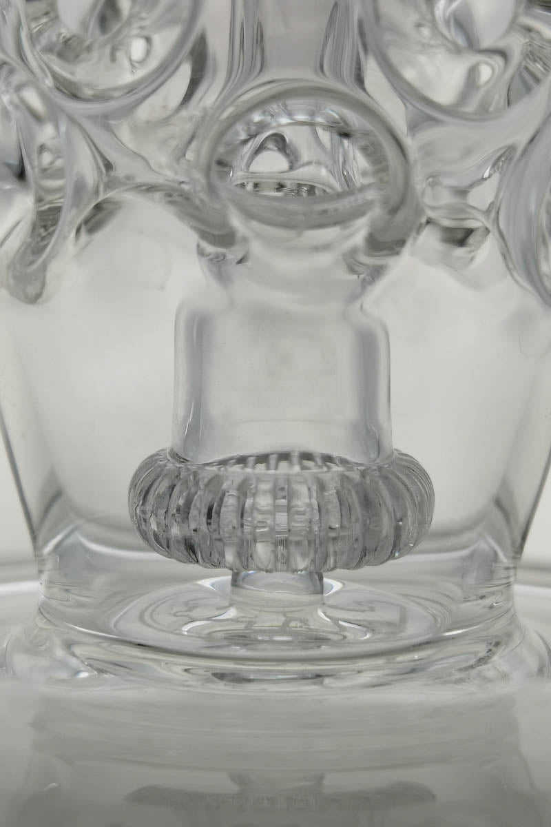 TAG 8" Super Slit Faberge Egg Bong close-up, 14MM Female joint, intricate glass detail