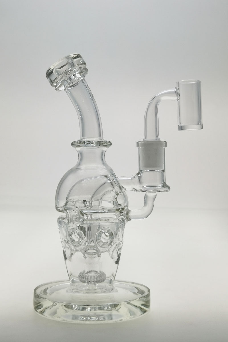TAG 8" Super Slit Faberge Egg Bong with 14MM Female Joint, Clear Glass, Front View