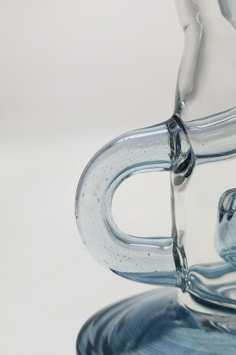 Close-up of TAG 8" Super Slit Puck Klein Incycler, 4mm thick quartz with showerhead percolator