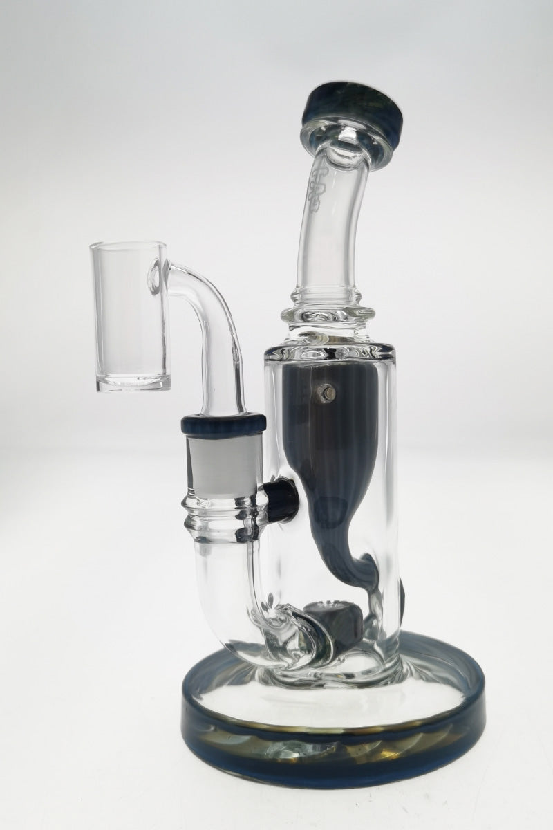 Thick Ass Glass 8" Quartz Klein Incycler with Super Slit Puck Percolator, 14MM Female Joint, Side View