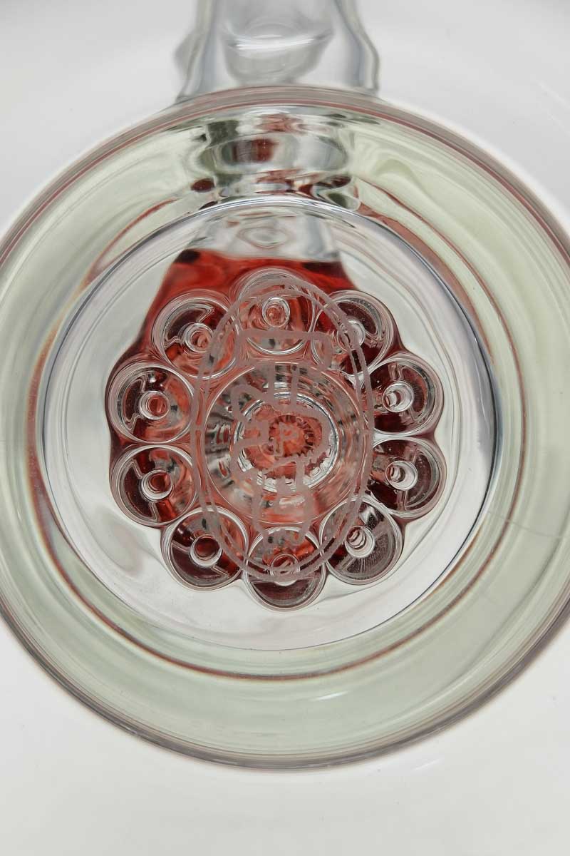 TAG 8.5" Bent Neck Dab Rig with Double 6-Arm Tree Percolator, Top View, 14MM Female Joint