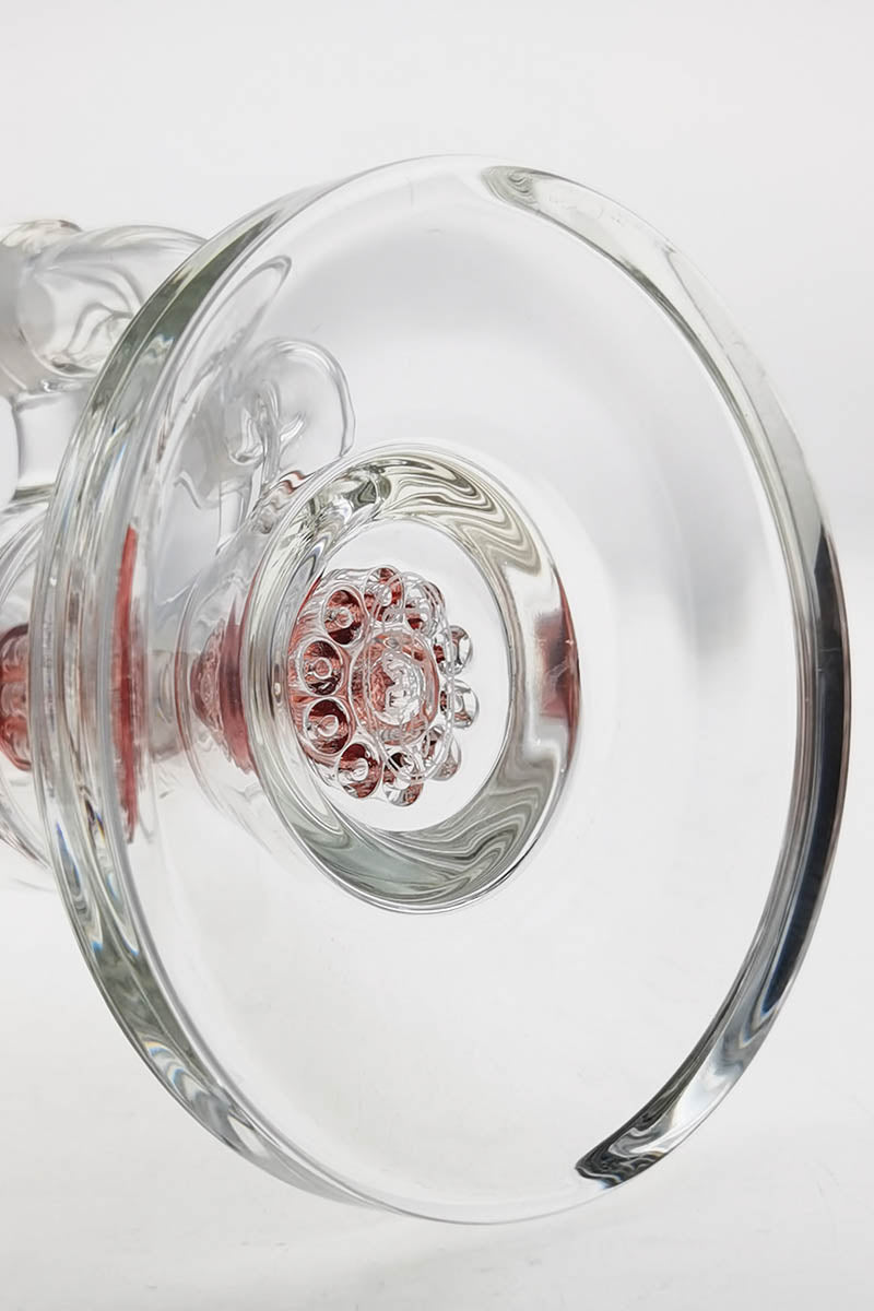 Close-up of Thick Ass Glass 8.5" Bent Neck Dab Rig with Double 6-Arm Tree Percolator, 14MM Female Joint