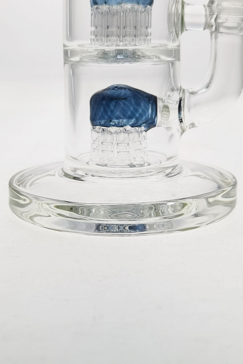 TAG 8.5" Bent Neck Dab Rig with Double 6-Arm Tree Percolator, 14MM Female Joint, Clear Borosilicate Glass