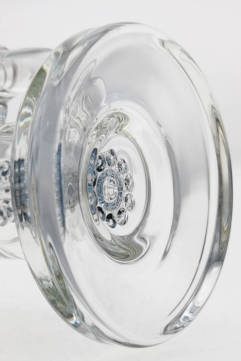 Close-up of TAG Bent Neck Dab Rig with Double 6-Arm Tree Percolator, 14MM Female Joint