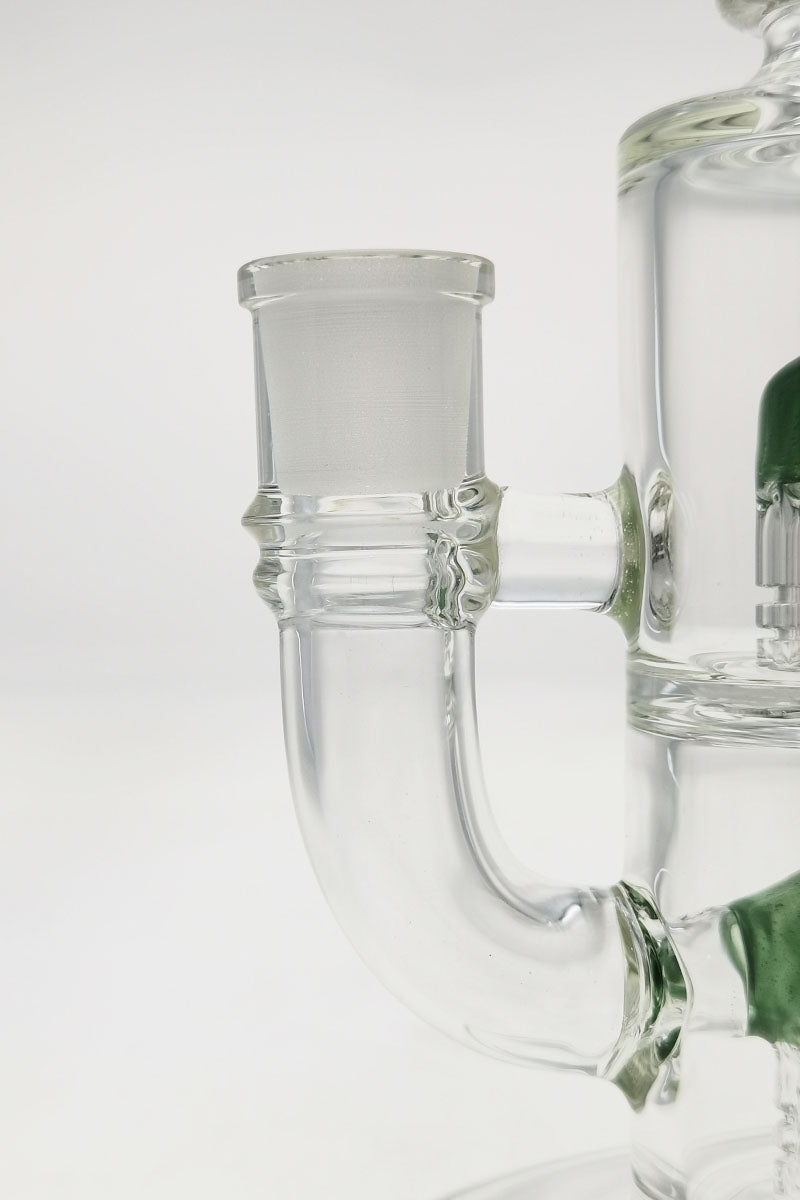 Close-up of Thick Ass Glass 8.5" Bent Neck Dab Rig with Clear 14MM Female Joint