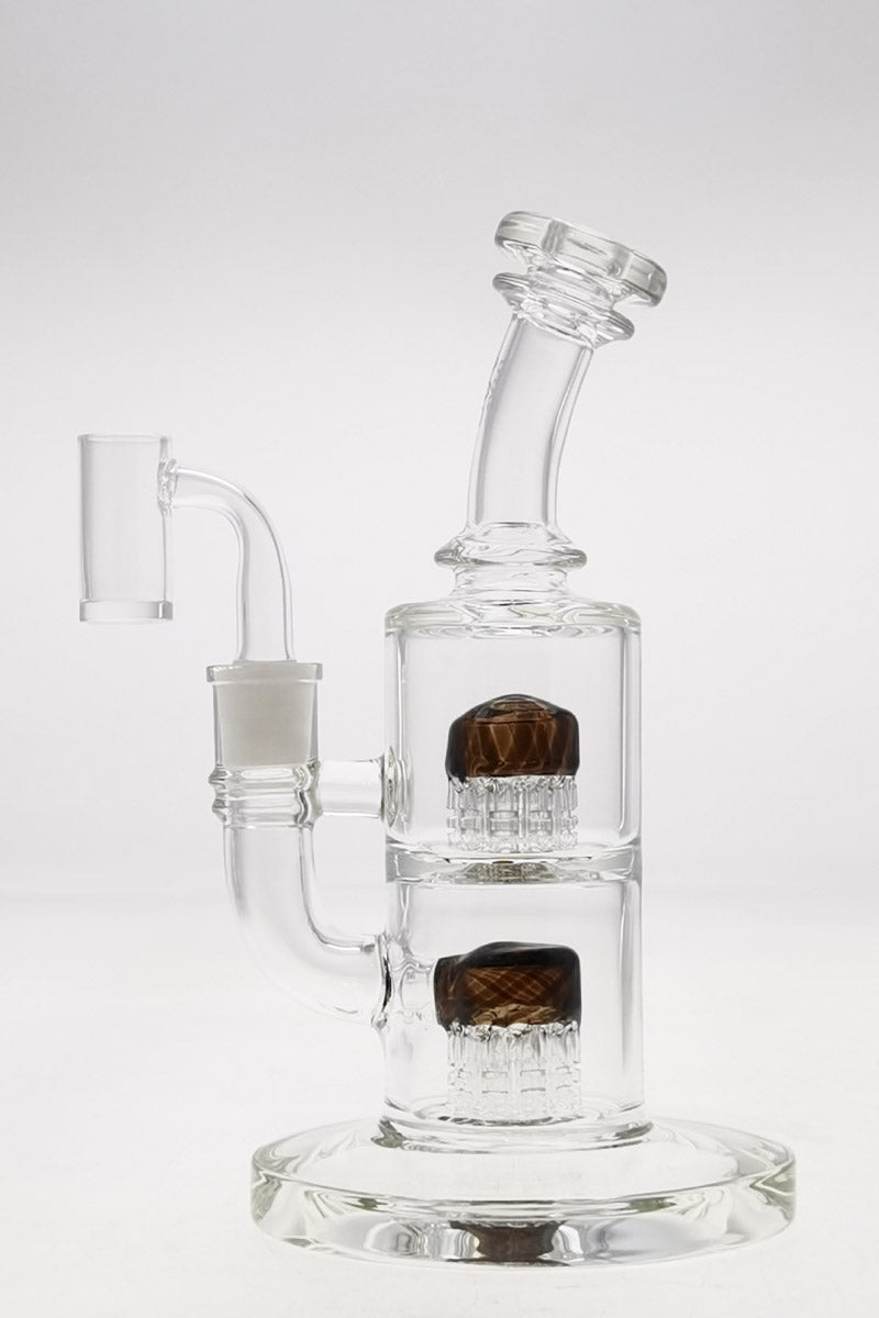 Thick Ass Glass 8.5" Bent Neck Dab Rig with Dual 6-Arm Tree Percs, 14MM Female Joint, Clear View
