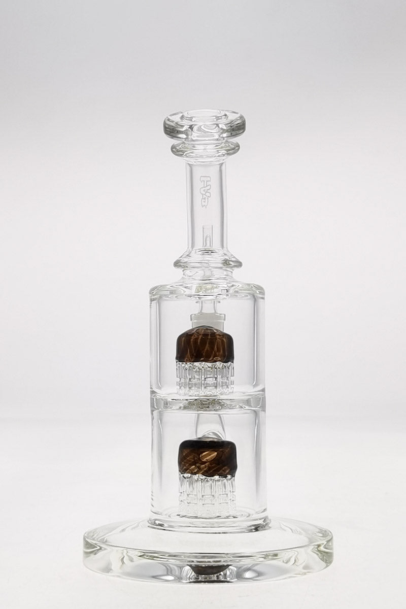 Thick Ass Glass 8.5" Bent Neck Dab Rig with Dual 6-Arm Tree Percs, Clear Borosilicate, Front View