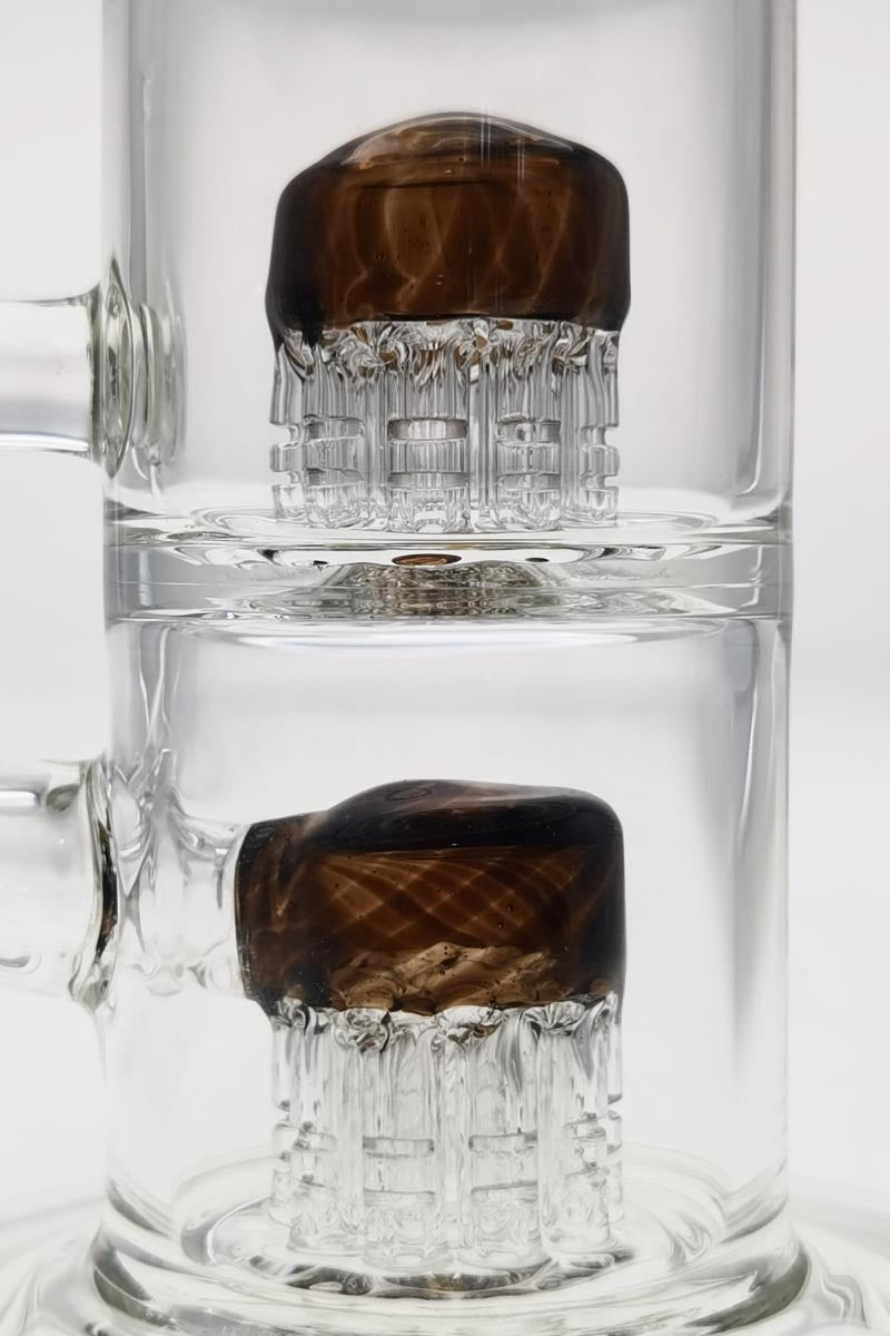 TAG 8.5" Bent Neck Dab Rig with Double 6-Arm Tree Percolators, 14MM Female Joint, Clear Borosilicate Glass