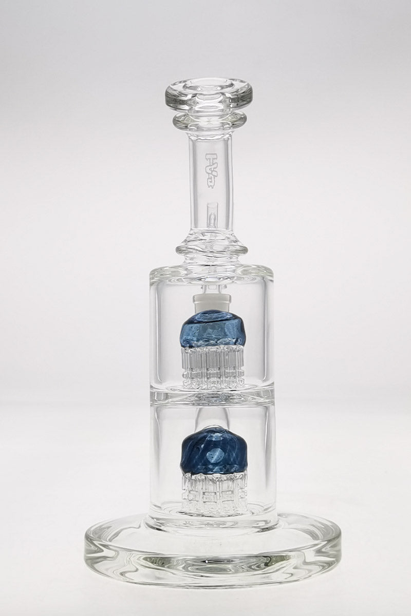 TAG 8.5" Bent Neck Dab Rig with Double 6-Arm Tree Percolators, Front View