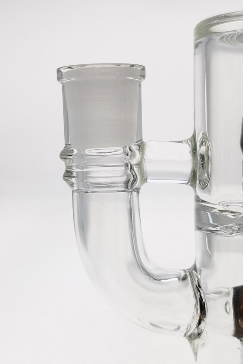 TAG 8.5" Bent Neck Dab Rig with Double 6-Arm Tree Percolator, 14MM Female Joint, Side View