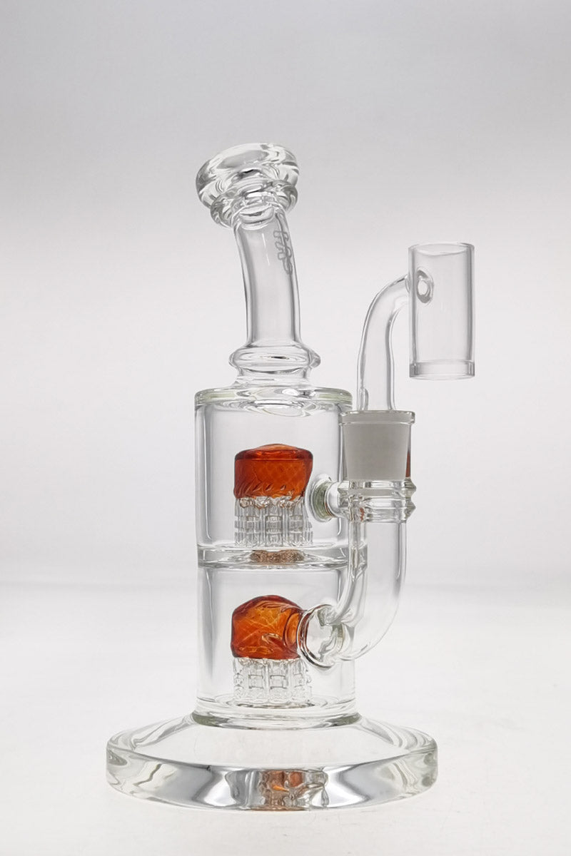 Thick Ass Glass 8.5" Bent Neck Dab Rig with Double Tree Perc, Front View on White Background