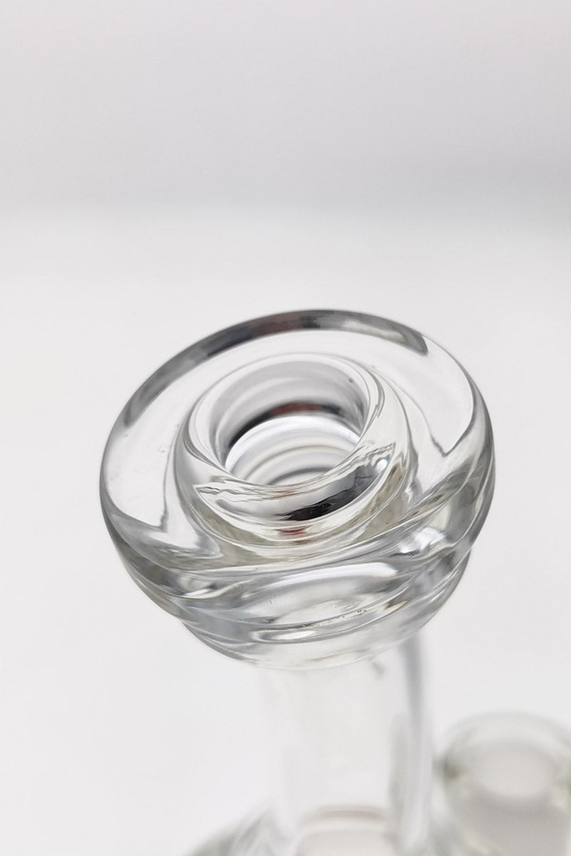 Close-up of Thick Ass Glass Dab Rig with Bent Neck and Double Tree Perc, 14MM Female Joint