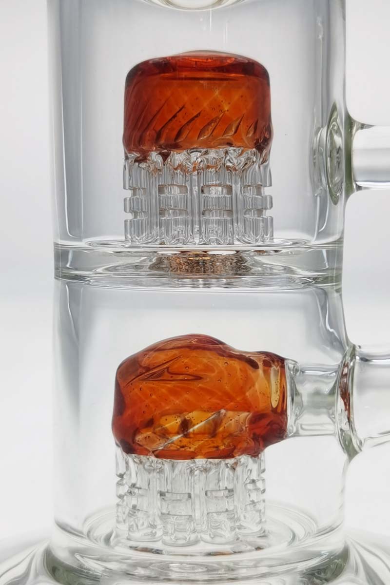 TAG 8.5" Bent Neck Dab Rig with Double 6-Arm Tree Percolators, Clear Borosilicate Glass, 14MM Female Joint