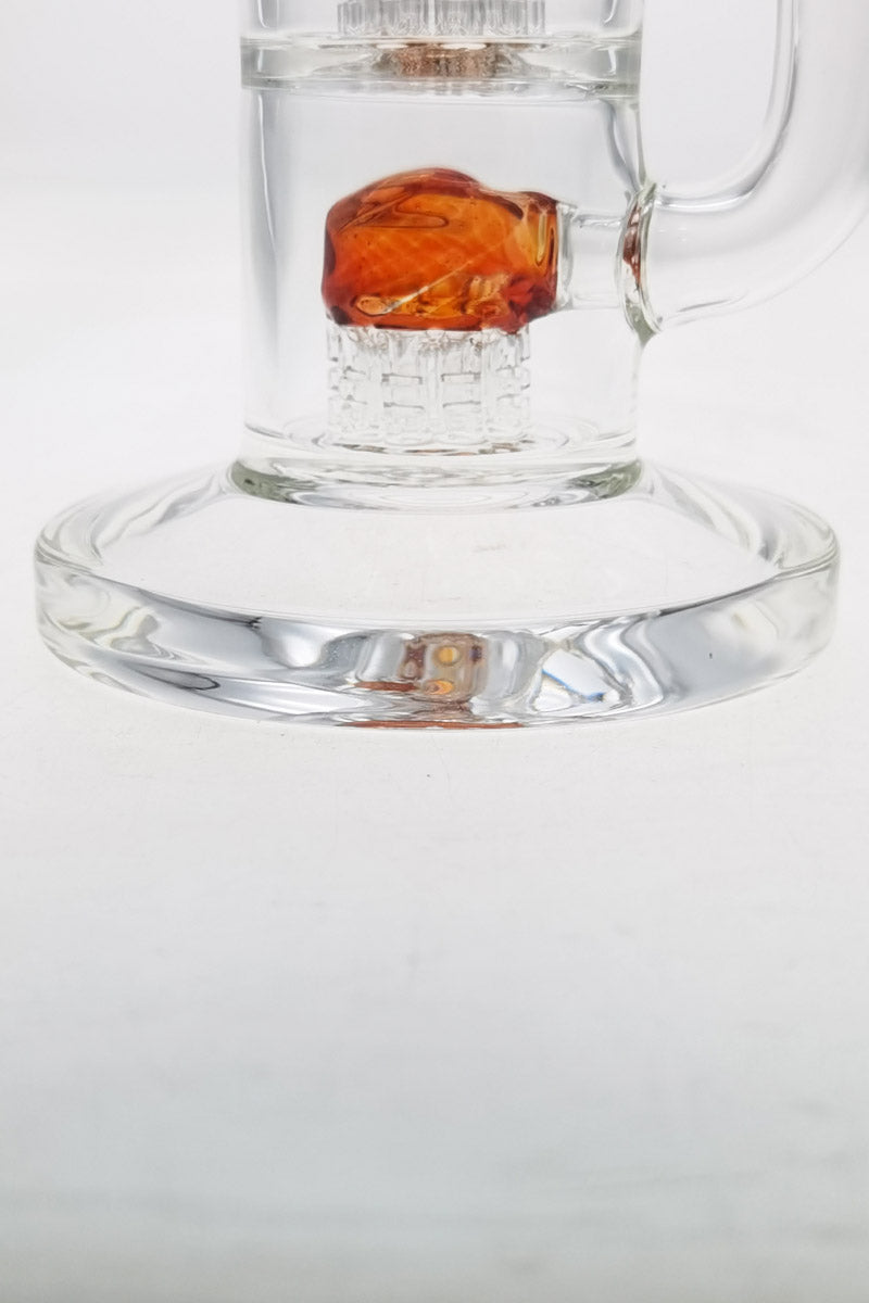 Thick Ass Glass 8.5" Bent Neck Dab Rig with Double Tree Perc, Front View on White