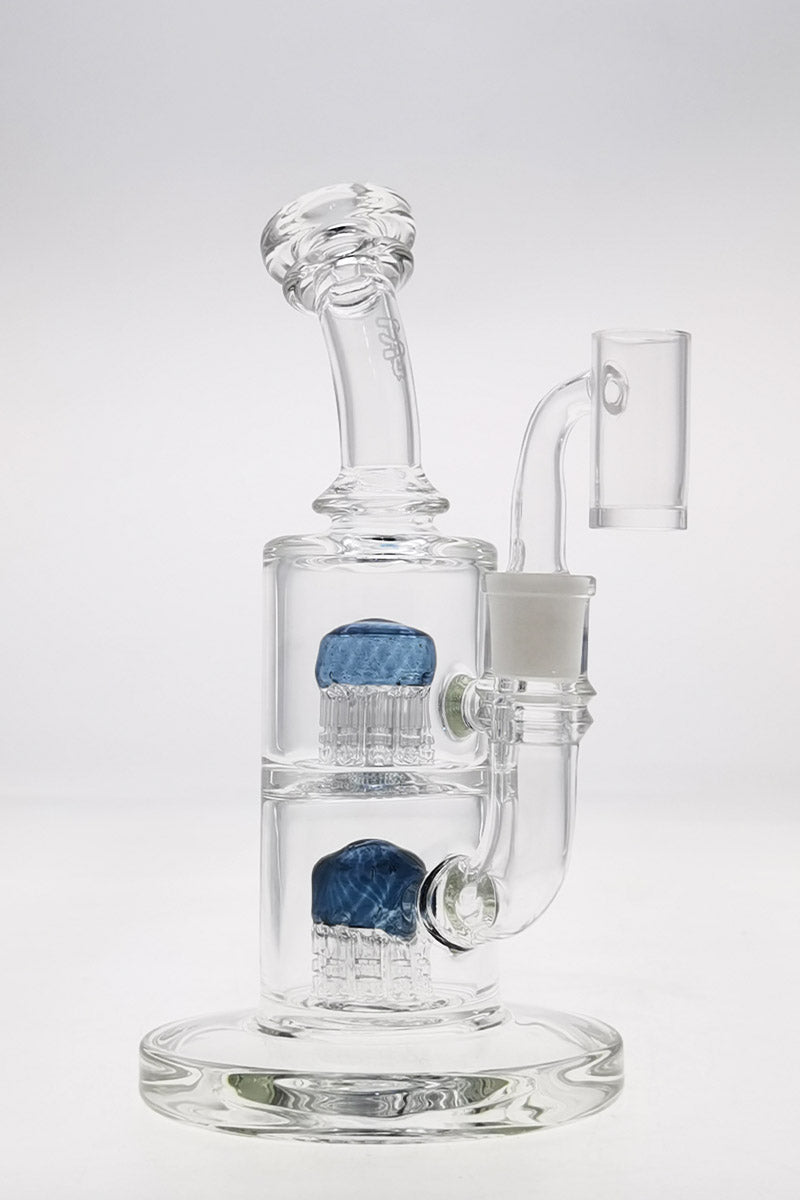 TAG 8.5" Bent Neck Dab Rig with Double 6-Arm Tree Percolator and 14MM Female Joint