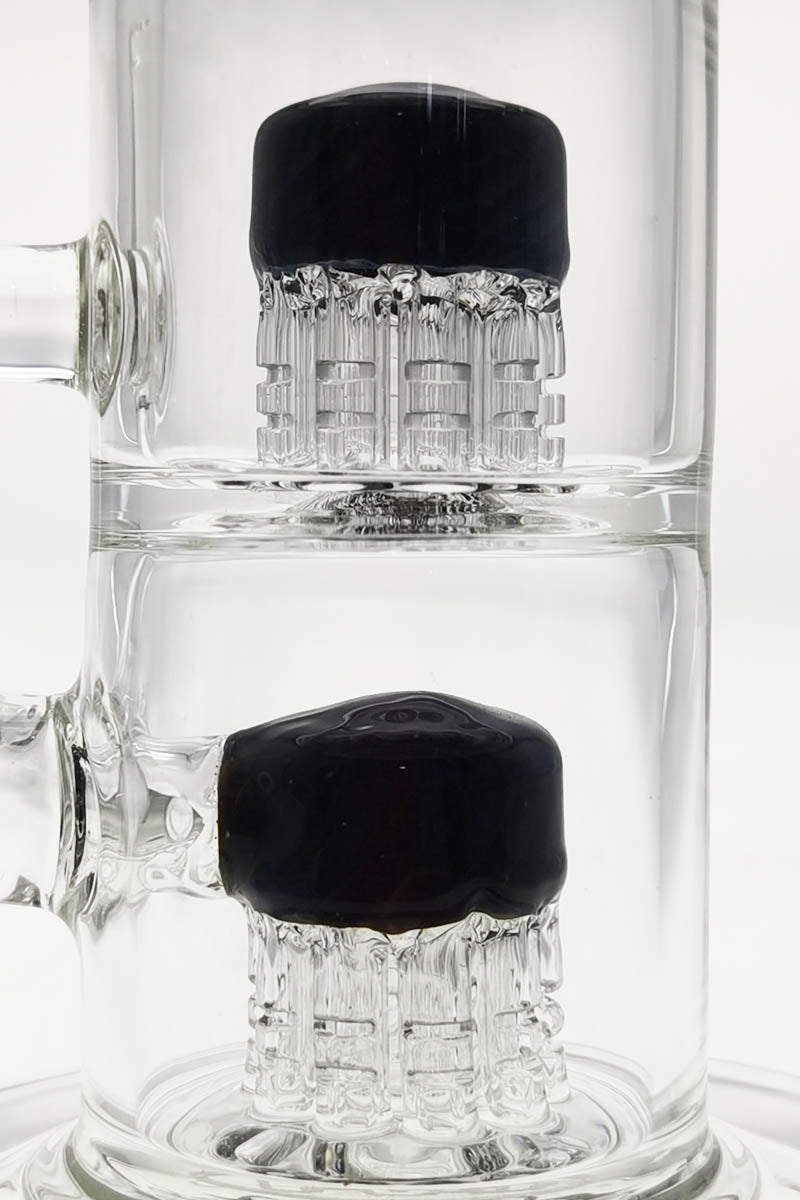 Close-up of TAG 8.5" Bent Neck Dab Rig with Double 6-Arm Tree Percolators and 14MM Female Joint