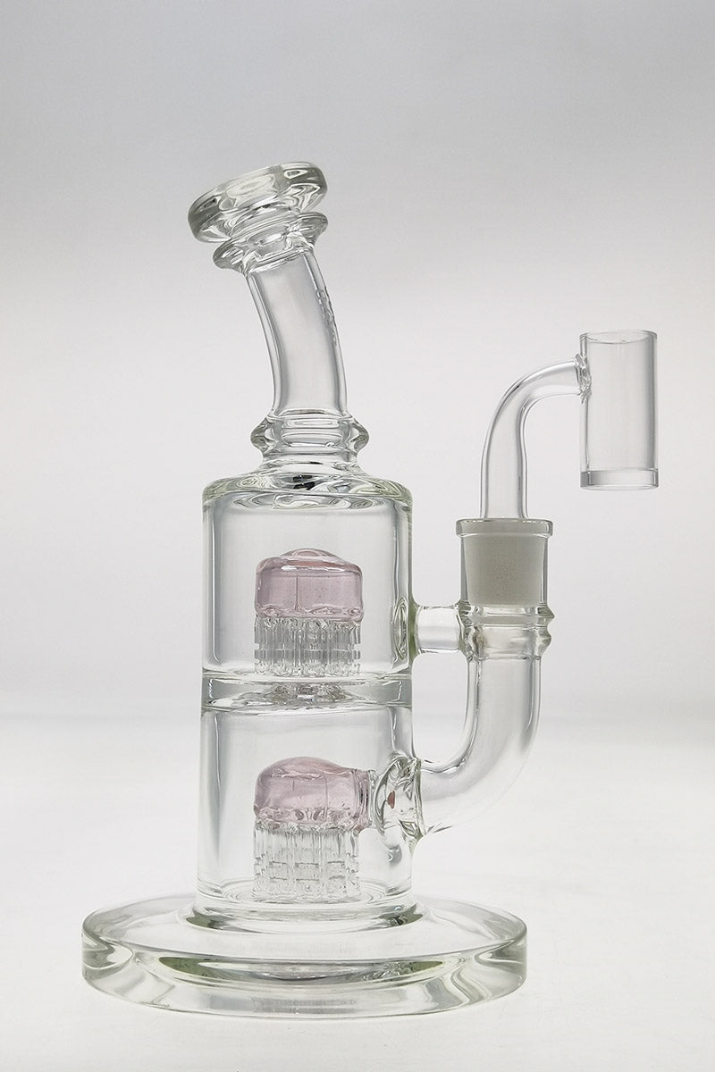 Thick Ass Glass 8.5" Bent Neck Dab Rig, Double 6-Arm Tree Perc, 14MM Female Joint, Clear View