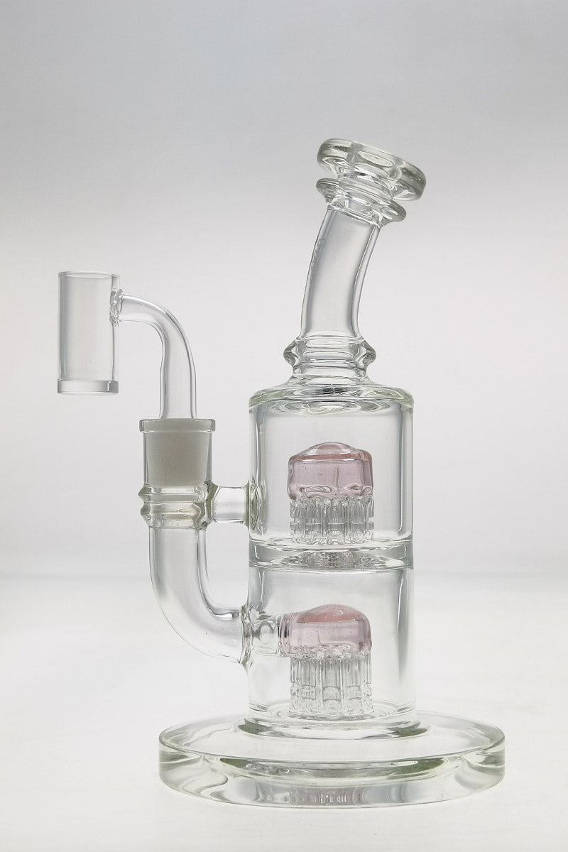 Thick Ass Glass 8.5" Bent Neck Dab Rig with Dual 6-Arm Tree Perc and Quartz Banger, Front View