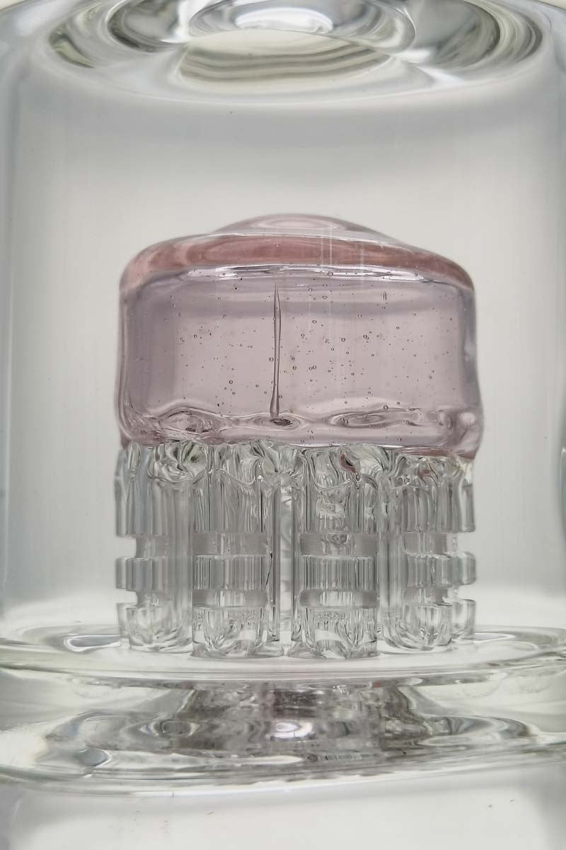 Close-up of TAG 8.5" Bent Neck Dab Rig with Double 6-Arm Tree Percolator in Borosilicate Glass