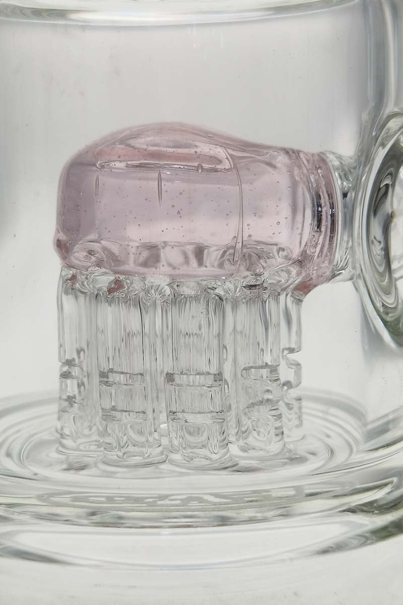 Close-up of TAG Bent Neck Dab Rig with Double 6-Arm Tree Percolator in Borosilicate Glass