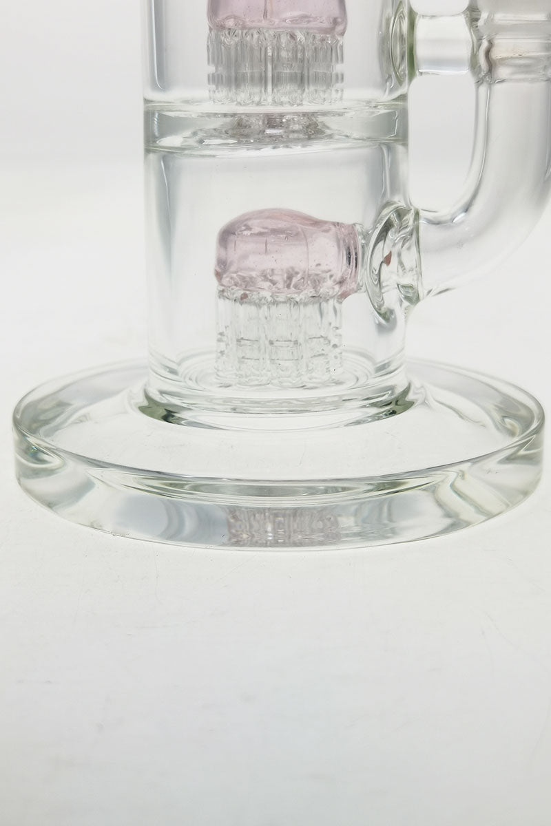 TAG Bent Neck Dab Rig with Double 6-Arm Tree Percolator, 14MM Female Joint, Front View