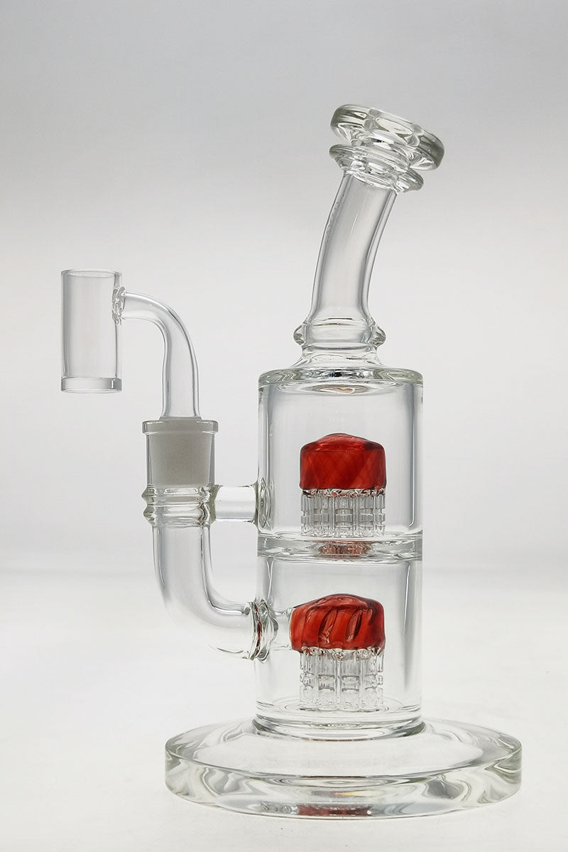 Thick Ass Glass 8.5" Bent Neck Dab Rig with Double Tree Percolator, Front View on White