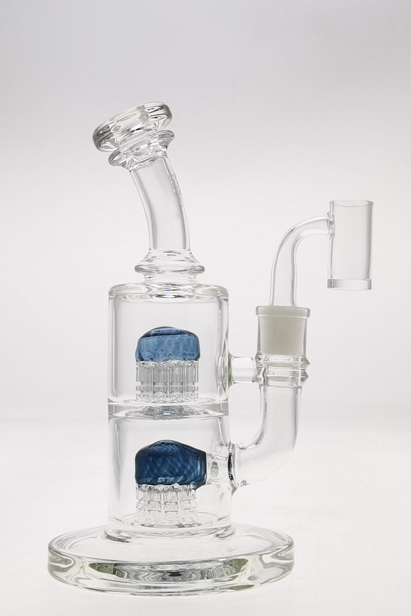 TAG 8.5" Bent Neck Dab Rig with Double 6-Arm Tree Percolator, 14MM Female Joint, Front View
