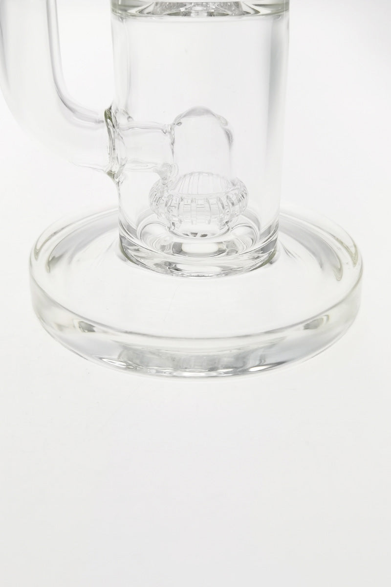 TAG 9" Bent Neck Bong with Double UFO Percs, 14MM Female Joint, Close-up Base View