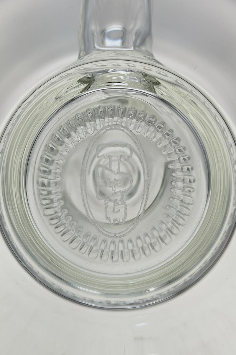 TAG 9" Bent Neck Dab Rig with Interior Showerhead Percolator, Clear Borosilicate Glass, Top View