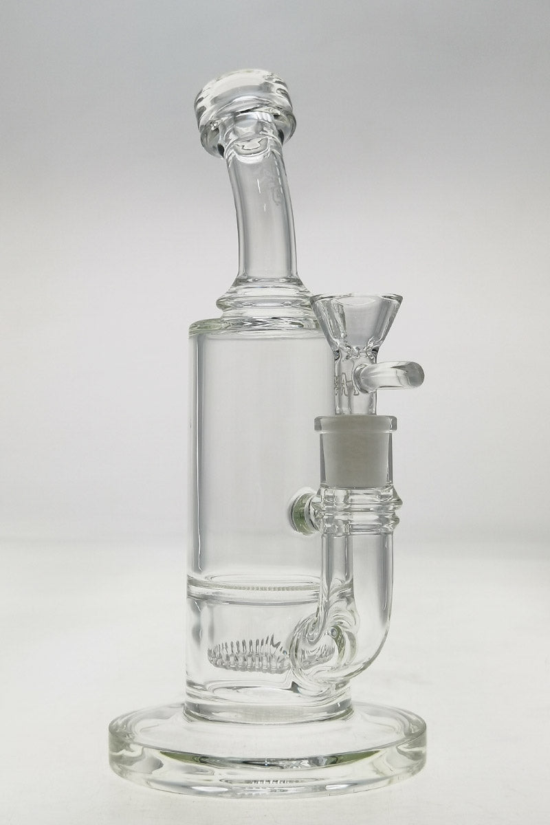 TAG 9" Bent Neck Dab Rig with Interior Showerhead Percolator, 14MM Female Joint, Front View