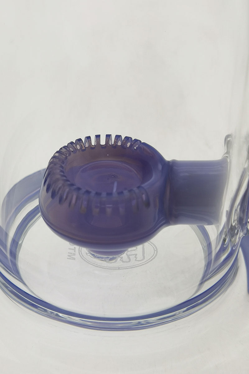 Close-up of TAG 9" Showerhead Donut Bong neck with Keck Clip, 18MM Female joint size
