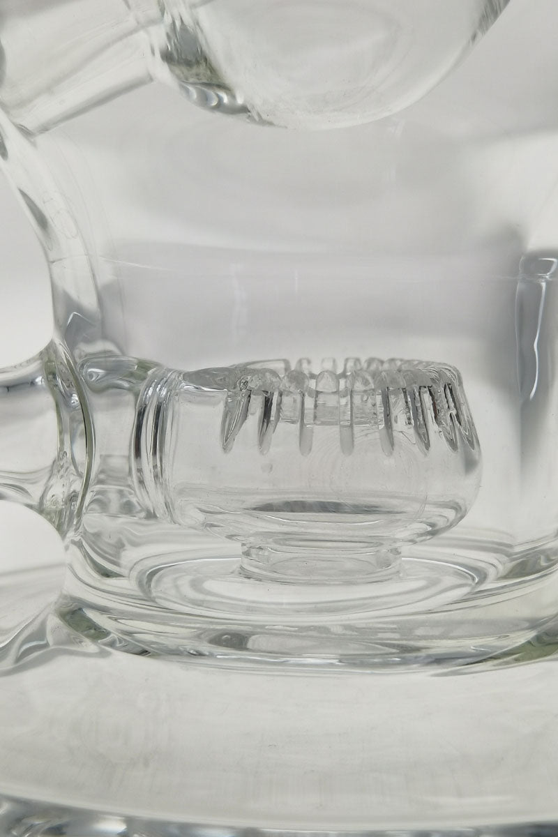 Close-up view of Thick Ass Glass 9.25" Quartz Ball Rig with Super Slit Donut Perc, 14MM Female joint