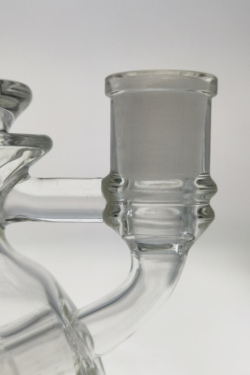 Close-up of TAG 9.25" Ball Rig with Super Slit Donut, 14MM Female joint, clear glass