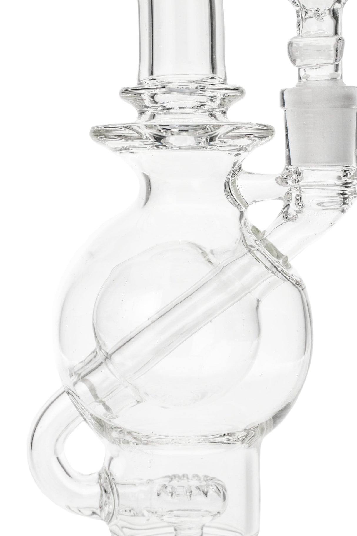 TAG 9.25" Ball Rig with Super Slit Donut, 14MM Female Joint, Clear Glass, Side View