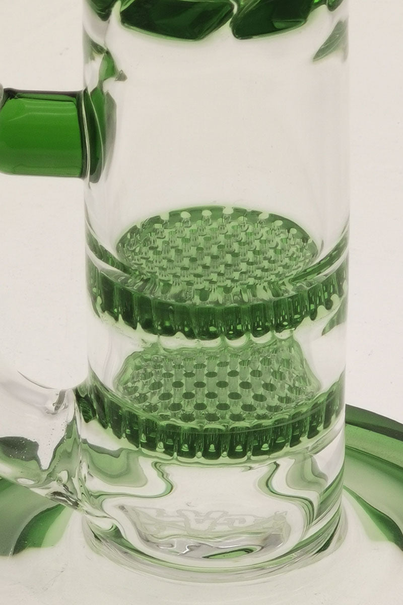 TAG - 9.5" Bent Neck Bong with Dual Honeycomb and Rotating Splashguard 44x4MM (14MM Female)