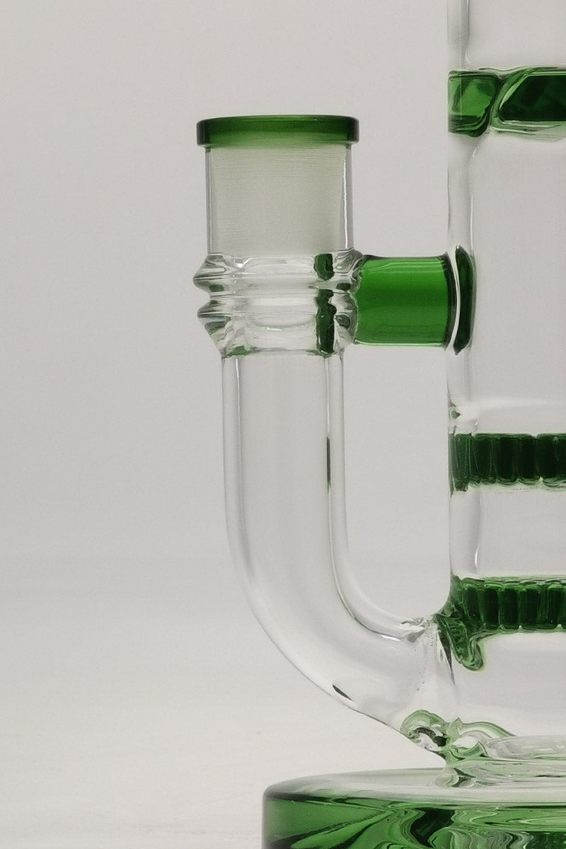 Close-up of TAG 9.5" Bent Neck Bong with Double Honeycomb & Spinning Splashguard
