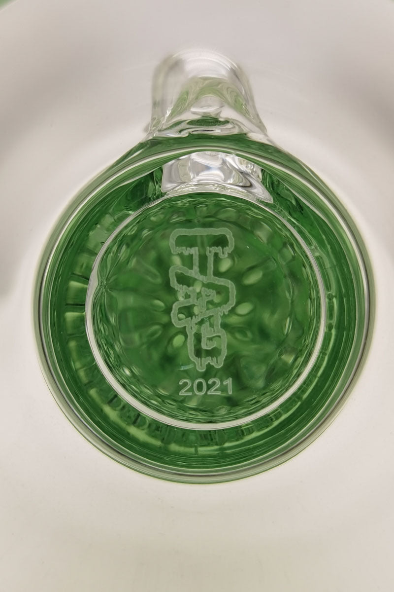 TAG 9.5" Bent Neck Bong with Double Honeycomb & Spinning Splashguard, Top View