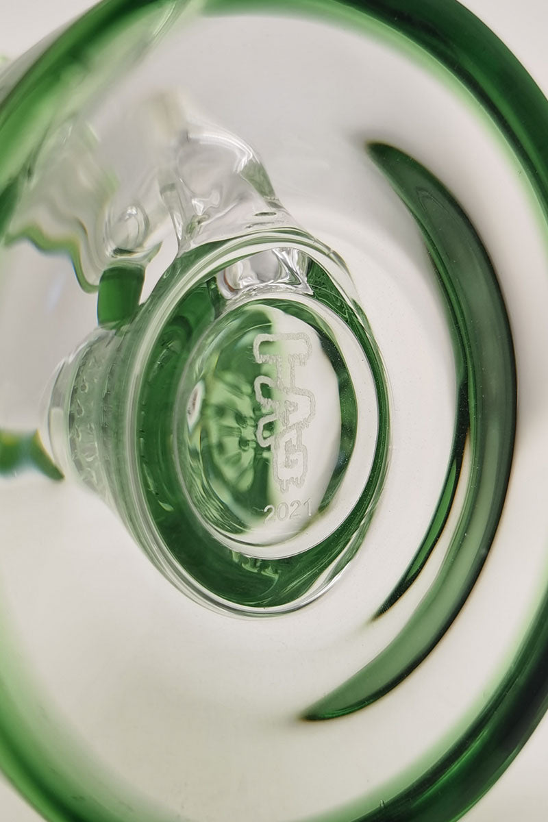 TAG 9.5" Bent Neck Bong with Double Honeycomb, Spinning Splashguard, Top View