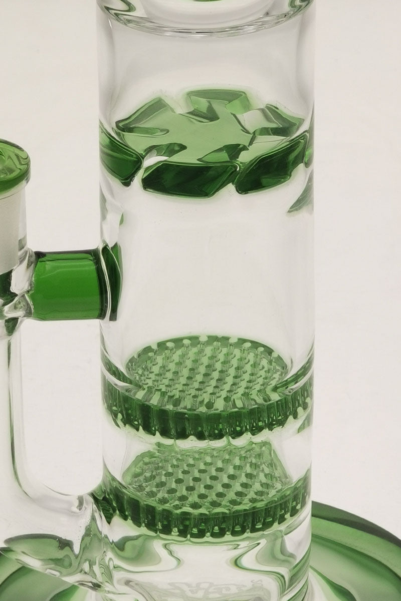 TAG 9.5" Bent Neck Bong with Double Honeycomb Percolators and Spinning Splashguard