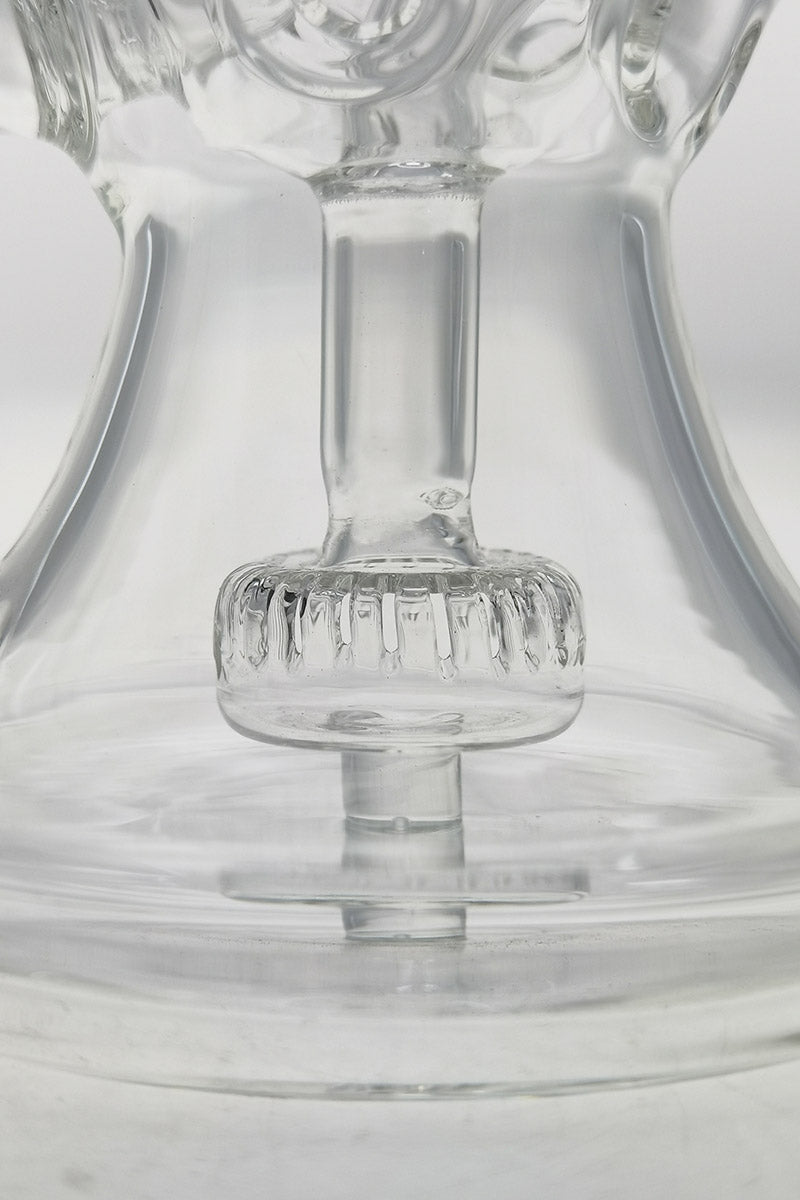 Close-up of TAG 9.5" Faberge Egg Klein Recycler's bellow base and joint detail