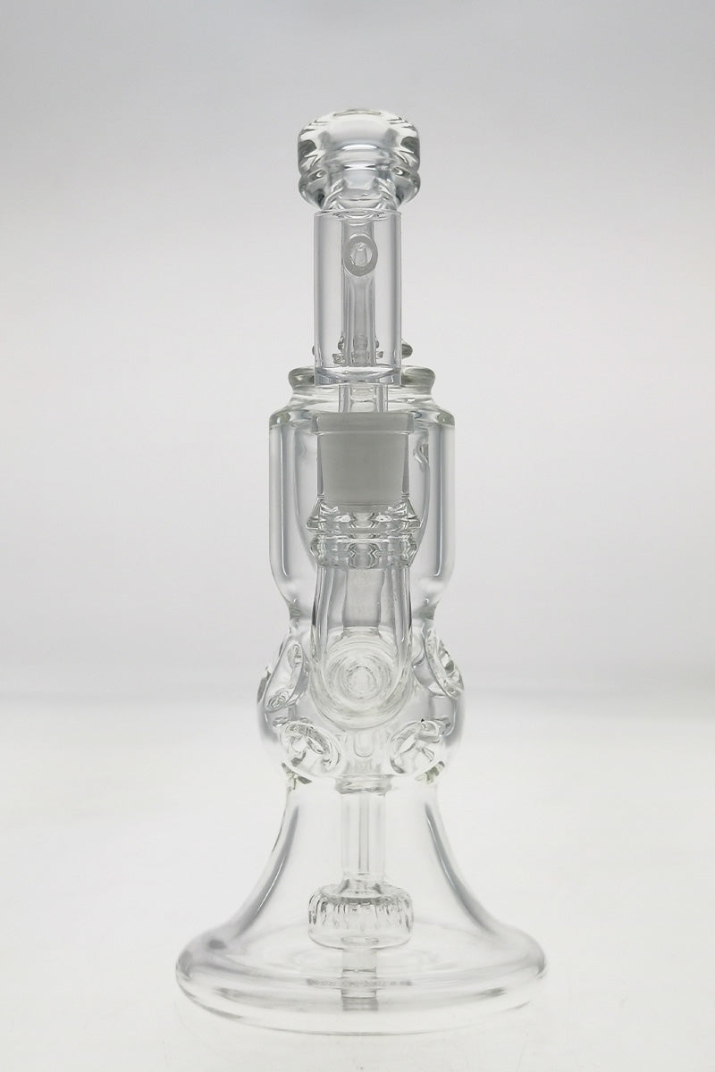 Thick Ass Glass 9.5" Faberge Egg Klein Recycler, Clear Glass, 14MM Female Joint, Front View