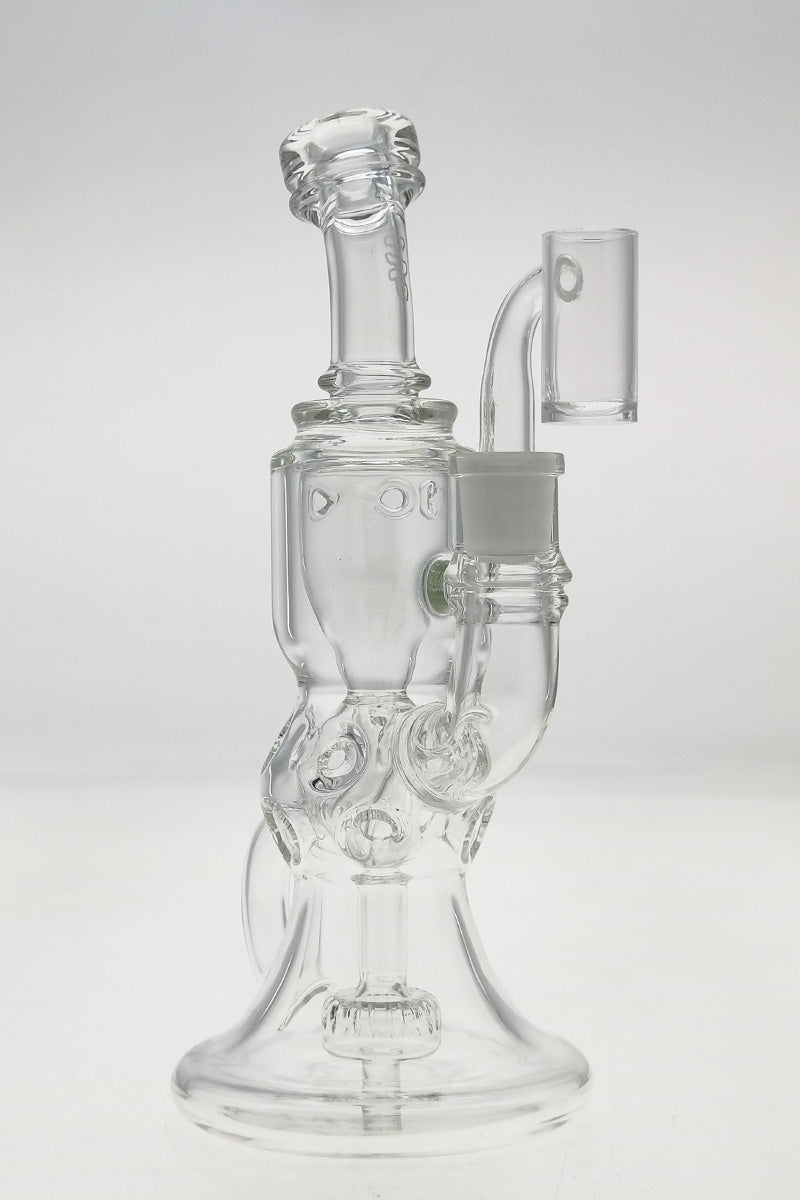 Thick Ass Glass 9.5" Faberge Egg Klein Recycler, Clear with 14MM Female Joint - Front View