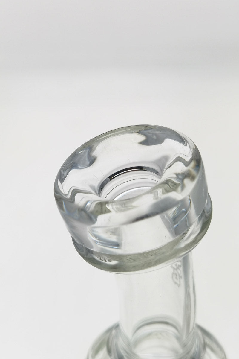 Close-up of TAG 9.5" Faberge Egg Klein Recycler's 14MM Female joint with bellow base design