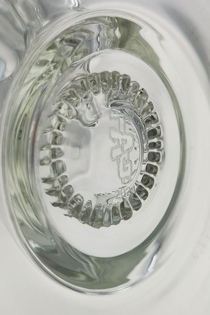 Close-up of TAG 9.5" Super Slit Showerhead Froth Diffuser with precision slits for smooth hits