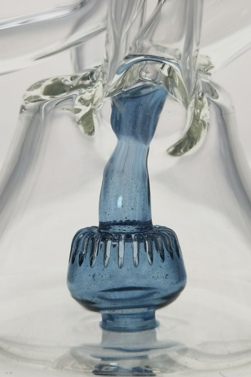 Close-up view of Thick Ass Glass 9.5" Quartz Donut Recycler with Dual Arm and In-Line Perc