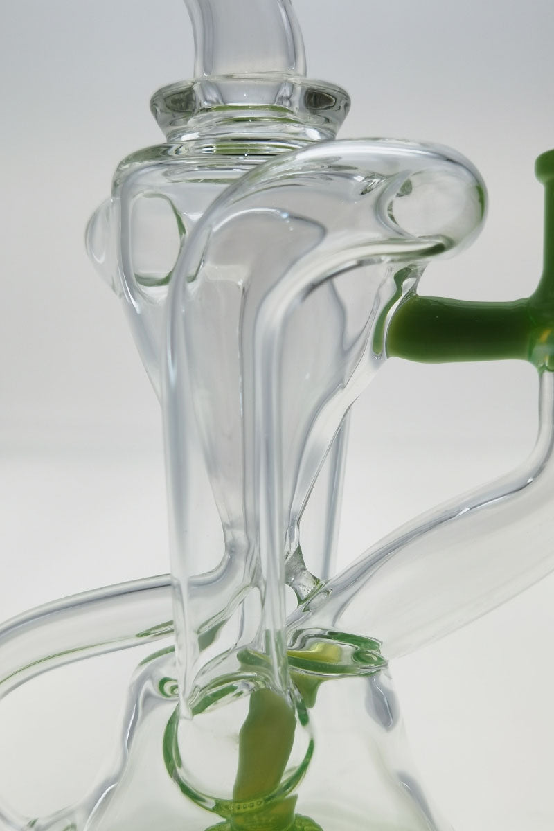 TAG 9.5" Super Slit Donut Dual Arm Recycler, 14MM Female Joint, Close-Up Side View