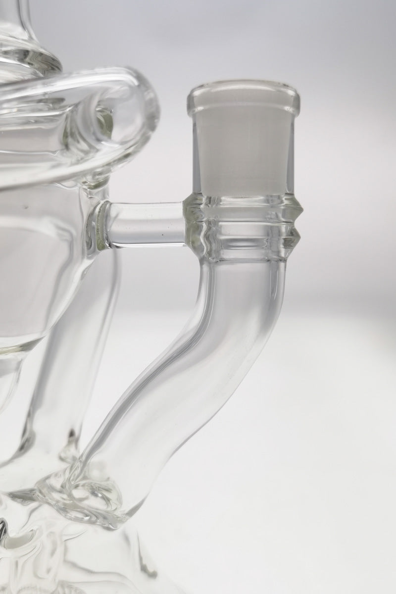 Close-up of Thick Ass Glass 9.5" Quartz Donut Recycler with Dual Arm and 14MM Female Joint
